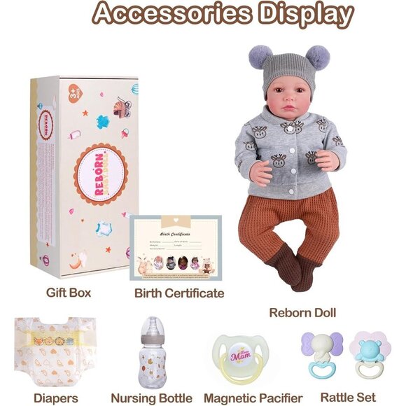 🆕Kids Realistic Reborn Baby Boy 20 Inch Newborn with Soft Cloth Body Baby Doll - Picture 9 of 9